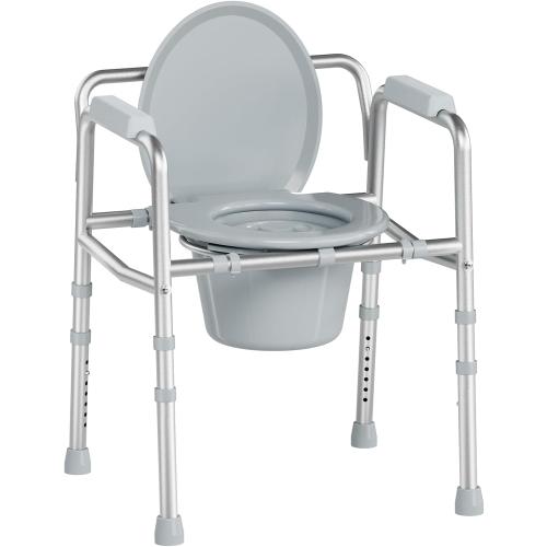 soundfuse 3 in 1 Bedside Commode Toilet for Seniors, Sturdy Dual-Crossbar | Height Adjustable, 7.5Qt Removable Bucket for Easy Cleaning, Tool-Free Assembly, 350 Lbs Stable Potty Chair for Adults