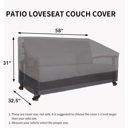 Easy-Going Heavy Duty 2 Seater Outdoor Loveseat Cover, Waterproof Windproof Patio Furniture Sofa Cover with Air Vent (58Wx32.5Dx31H inch, Gray/Dark Gray)