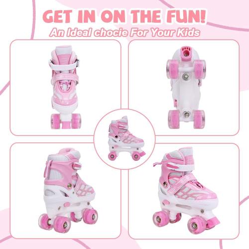 4Size Adjustable Roller Skates for Kids Girls Boys Beginners  Roller Skates with All Light up Wheels for Outdoor Indoor Sports