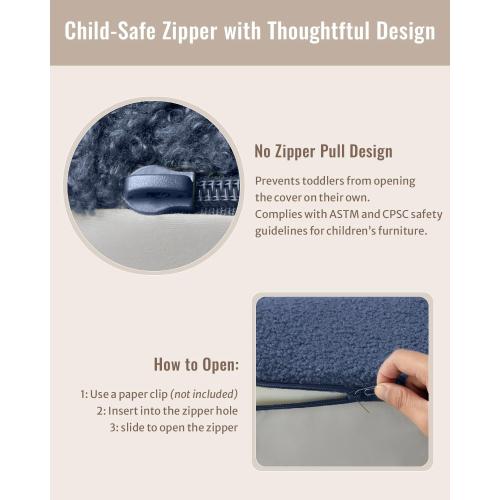 Blissful Diary Kids Couch, 2-in-1 Soft Toddler Couch Fold Out, Toddler Chair Comfy, Convertible Sofa to Lounger, Kids Furniture for Playroom, Gift for Birthday, Children's Day, Blue Dinosaur