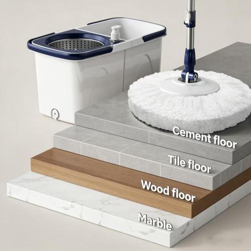 Spin Mop and Bucket Set, Microfiber Mop with Bucket, Easywring Floor Mop with 3 Washable Pads for Hardwood Floor Cleaning