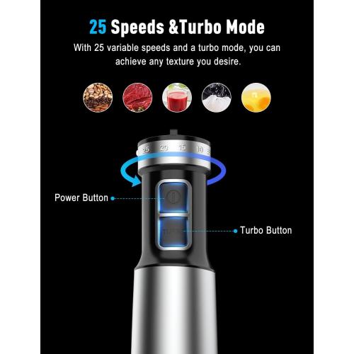 1000W Powerful Immersion Blender handheld, 2025 New Update Hand Blender with 25-Speed, Scratch-Resistant Corded Hand Mixer with Heavy-Duty Copper Brushless Motor and Gift Box