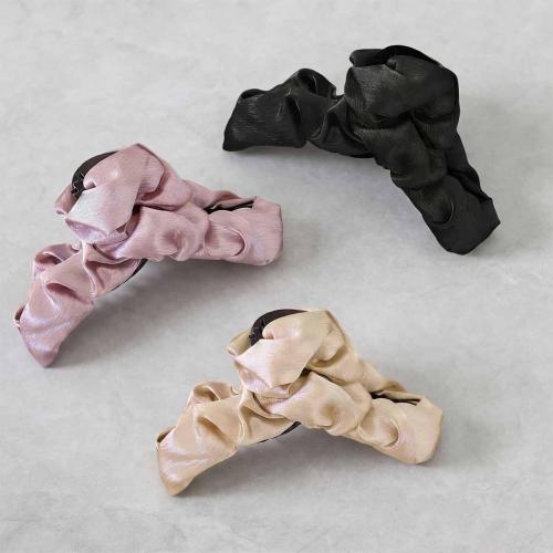 3 PCS Silk Hair Clip for Women 5.9” Large Cloud Hair Claw Clips Pleated Acrylic Banana Jaw Clip Fashion High Cranial Crest Headdress Strong Hold Non Slip Hair Accessories for Thick Thin Curly Hair