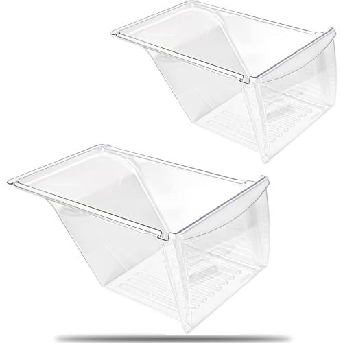 [2 PACK] UPGRADED 240337103 Crisper Bin Drawer Replacement for Frigidaire Kenmore Refrigerator Drawer Replacement, Fridge Drawer for Frigidaire Replacement Drawer Parts AP2115741, 240337100, 240337102