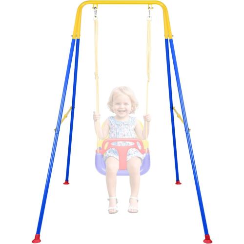 Foldable Swing Stand for Kids, Heavy-Duty Metal Swing Frame for Indoor/Outdoor, Suitable for Most Baby Toddler Swings, Easy to Assemble & Store, Swings not Included (Blue)