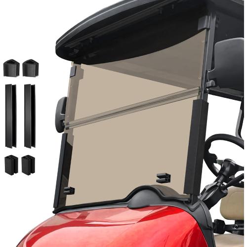 Tinted Golf Cart Foldable Windshield 3/16 (5MM) Thicken for 2008-Up EZGO RXV / Freedom RXV, 37.91 W×33.46 H, Fits 1-1/4 Strut Rail Window Glass Replacement Scratch-Resistant, Shatterproof