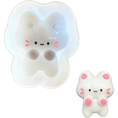 Power Cat Silicone Squishy Making Mold, DIY Craft Making Tool, Cute Animal Shape Mold for Taba Squishy Half Palm Size Soap Molds 1 Piece