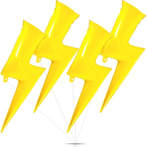 Deekin 4 Pcs 45 Inch Lightning Bolt Balloon, Large Foil Party, Yellow