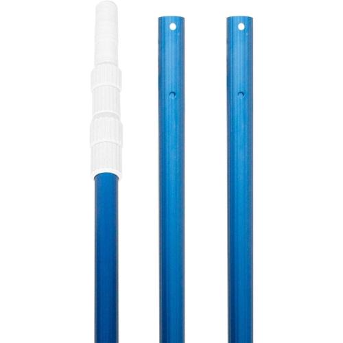POOLWHALE Professional 12 Feet Blue Anodized Aluminum Telescopic Swimming Pool Pole,Adjustable 3 Piece Expandable Step-Up,for Skimmer Nets, Vacuum Heads and Brushes, Strong Grip & Lock