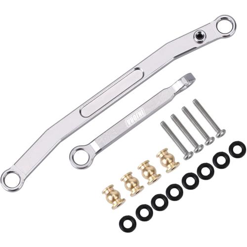 INJORA Steering Rod Tie Links for SCX24 Gladiator Bronco C10 JLU Deadbolt B17 1/24 RC Crawler, Aluminum（Grey）