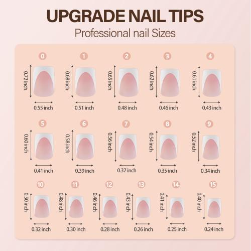 Vansiho Deep French Gel Nail Tips, 150Pcs Short Square Nail Tips, Pink Soft Gel French Tips Press on Nails, Fake Nails for Nail Art DIY 15 Sizes