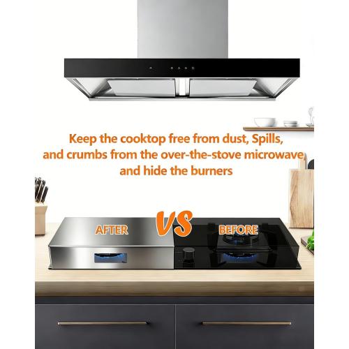 Gas Stove Top Covers,2 In 1 Gas Stove Cover,Stainless Steel Gas Stove Covers,Sink Cover Noodle Cutting Board For Electric Gas Burners Sink Noodle Board,Black,Single Size 15x 21.5x3(2, Silver)