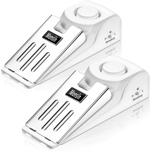 Door Stop Alarm, Door Stopper with 120DB Security Alarm, Floor Wedge Doorstop for Travel Apartment Home House (Pack of 2)