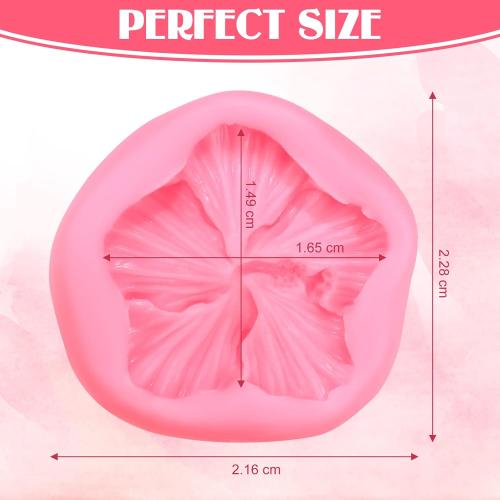 4 Pieces Hibiscus Flower Mold Silicone Mini 3D Candy Cake Chocolate Gummy Flower Hibiscus Molds for Cake Decorating Party Decorations
