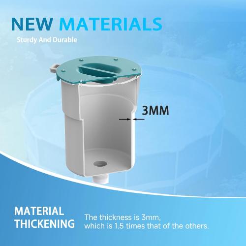 Above Ground Pool Skimmer,No Installation Required, no Adjustable Bracket Required,Comes with 10 Filter Socks, Special Note: The Pool Pump Flow Rate Must not Exceed 2100 GPH(Turquoise)