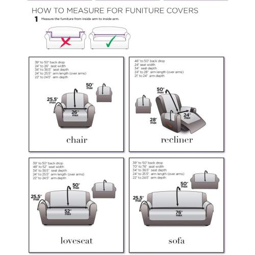 SureFit Home Décor SF44892 Microfiber Universal Cushion Sofa Quilted Furniture Throw Pet Couch Cover, Polyester, Machine Washable One Piece Dark Gray