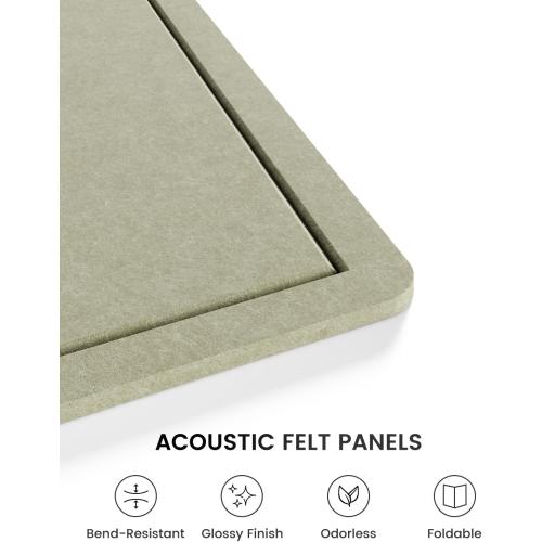 Fluxynara Bulletin Board,35.4 x 23.6 Cork Board Alternative with 12 Safe Removable Adhesive Tabs, Foldable Felt Pin Board for Home Office, Classroom, Bedroom,Entryway for Walls— Sage