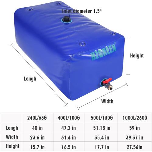 Water Bladder 1000L/260G Water Tank Storage Container Foldable Portable Large Capacity Soft Bag Suitable for Outdoor Easy to Carry Out