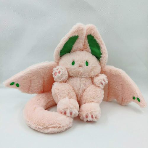 NatureMan 17.7inch Unique Bat Bunny Plush Pillow Kawaii Bat Rabbit Stuffed Animal,with Rabbit Ears and Bat Wings for Kids (Pink)