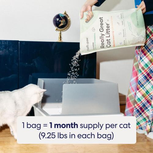 9.25lbs Per Bag, 2 Pack Tuft & Paw Really Great Cat Litter, Low Tracking Tofu Cat Litter, Clumping, Flushable, Odor Control, Dust-Free, Unscented - 9.25lbs x 2Bags