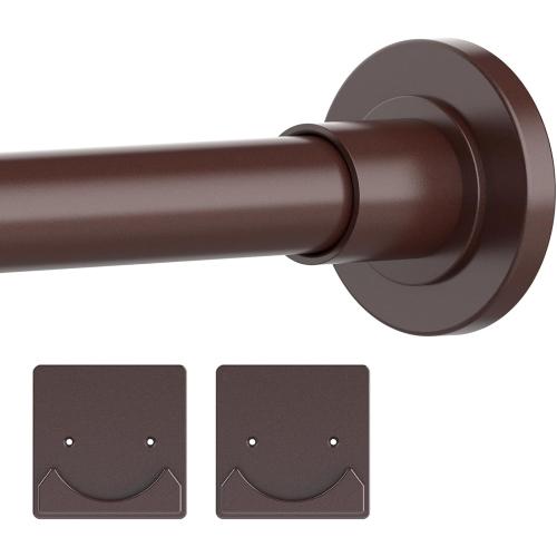 Bronze Shower Curtain Rod 30-68 with Holder, Anti-Rust, Tension Mounted, Stainless Steel, Brushed Finish