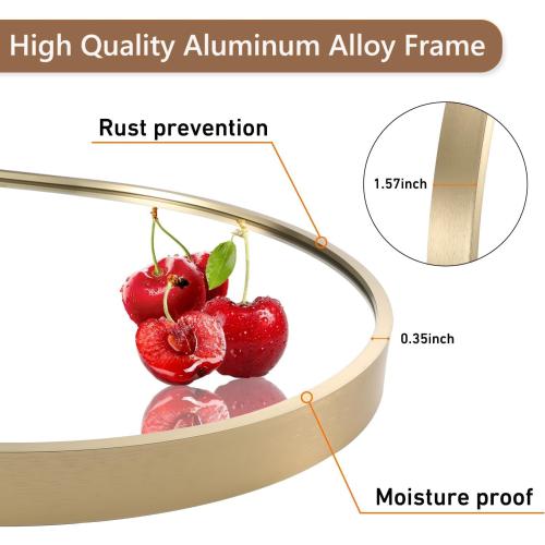 Gold Oval Mirror,  Oval Bathroom Mirror, Vanity Mirror with Brushed Metal Frame, Wall Mount Mirrors Decor for Bathroom, Bedroom, Entryway, Living Room(Hangs Horizontally or Vertically)