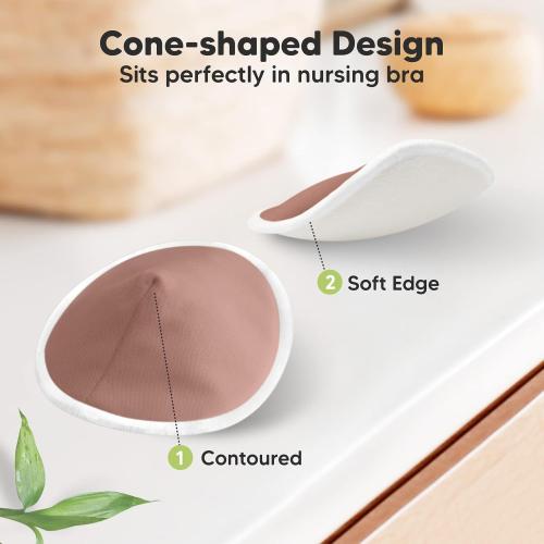 Organic Nursing Pads - 14 Washable Breast Pads for Breastfeeding, Wash Bag, Viscose Derived from Bamboo Reusable Nipple Covers for Breastfeeding Essentials, Soft & Absorbent (Plum, M 3.9)