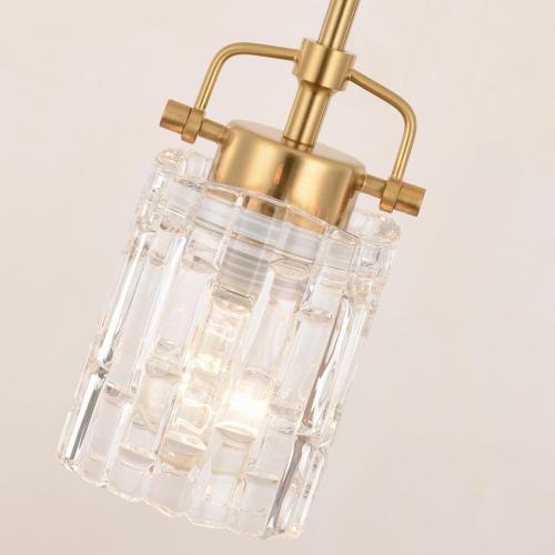 Color brass ALICE HOUSE Mini Modern Pendant Lighting Over Kitchen Island, Brushed Brass Hanging Lamp, Contemporary Farmhouse Glass Pendant Light for Dining Room, Bathroom, ETL Listed, AL2218-P1
