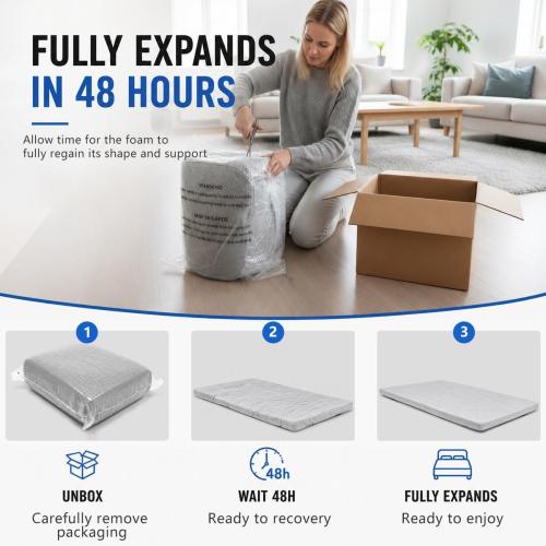 Foam Camping Mattress - Portable Sleeping Pad for Camping, Tent, Car & Floor - Washable Cover & Roll Up Travel Bag - Cot Mattress for Travel & Guests