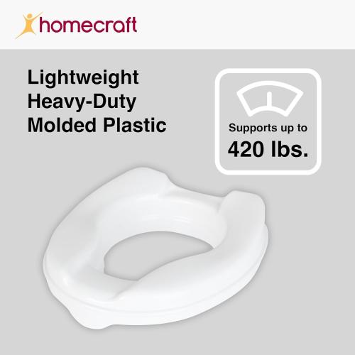 Homecraft Savanah Raised Toilet Seat, 2 High Elevated Toilet Seat Locks Onto Standard Toilets, Portable Assistance Commode Seat with Sturdy Brackets, Medical Aid for Elderly, Disabled, Limited Mobility