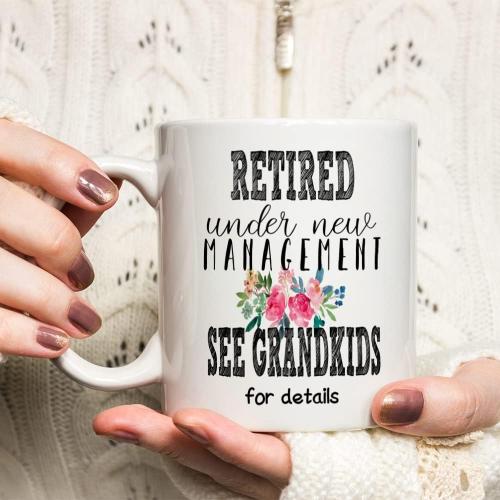 Fatbaby Retirement Gifts for Women,Retired Under New Management See Grandkids For Details Coffee Mug,Happy Retirement Mug for Women 2026,Funny Retired Gifts for Coworker
