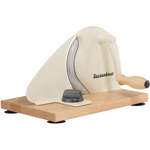 Cream, 11.75 x 8 Zassenhaus Original Classic Adjustable Bread Slicer for Uniform Slices - Bread Slicer for Homemade Bread - 18/8 Stainless Steel Blade Sourdough Cutter