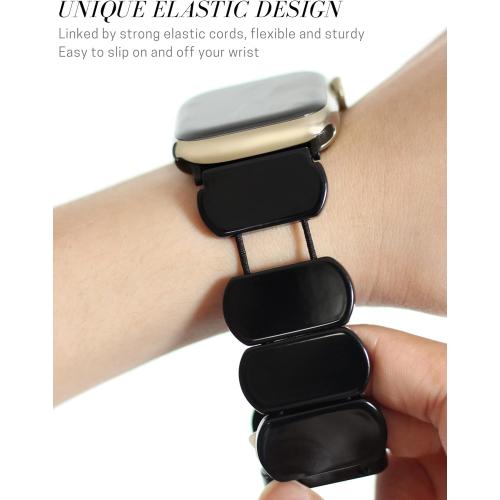 Heesch Tortoise Stretchy Watch Band Compatible with Apple Watch Serise Ultra/SE/8/7/6/5/4/3/2/1, Resin Cute Watch Strap Wristband for iWatch Bracelet for Women Men Girls, 38/40/41mm, 42/44/45/46/49mm, Oval Version