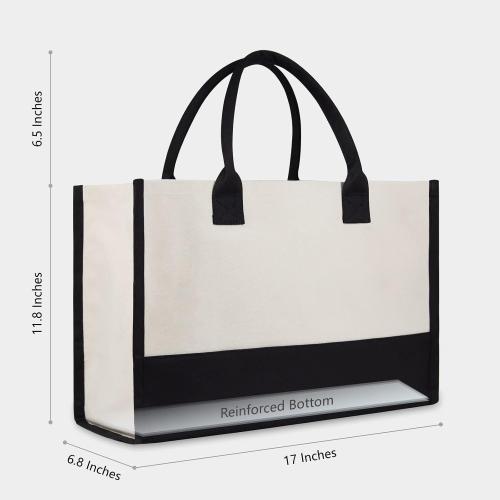 TOPDesign Personalized Initial Canvas Beach Bag, Monogrammed Gift Tote Bag for Women