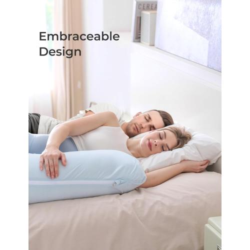 Momcozy Pregnancy Pillows for Side Sleeping, J Shaped Maternity Body Pillow for Pregnancy, Soft Pregnancy Pillow for Head Neck Belly Support, Blue