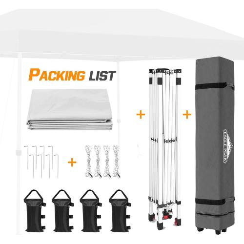 EAGLE PEAK Pop Up Canopy Tent with Wheeled Carry Bag, 8 Stakes, 4 Ropes, 4 Weight Bags, Easy Set Up Tent Canopy, 10x10 ft, 100sqft of Shade, White