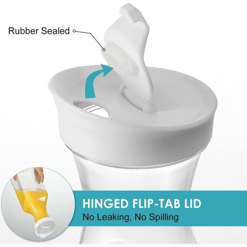 Plastic 8 PACK Large 50 Oz Water Carafe with Flip Top Lid, Square Base Juice Containers, Clear Plastic Pitcher - for Water, Iced Tea, Juice, Beverage, Milk, Cold Brew and Mimosa Bar - HAND WASH ONLY