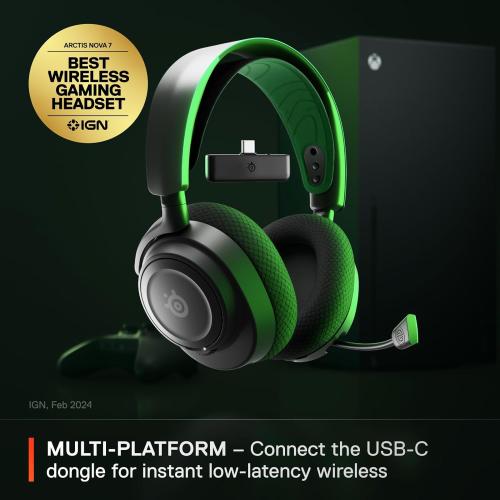 SteelSeries Arctis Nova 7X Wireless Multi-Platform Gaming Headset — Neodymium Magnetic Drivers — 2.4GHz Bluetooth — 38Hr USB-C Battery — AI Mic — Xbox Series X|S, PC, PS5, Switch, VR, Mobile - Black