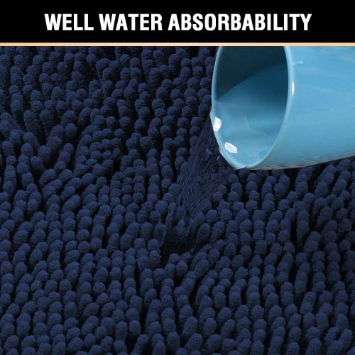 Navy Blue Bath Rug, Bath Mat Non Slip Bath Mats for Bathroom Floor, Bathroom Rug Extra Thick Chenille Rug Absorbent Soft Shaggy Washable Dry Fast Plush Rugs for Bathtubs