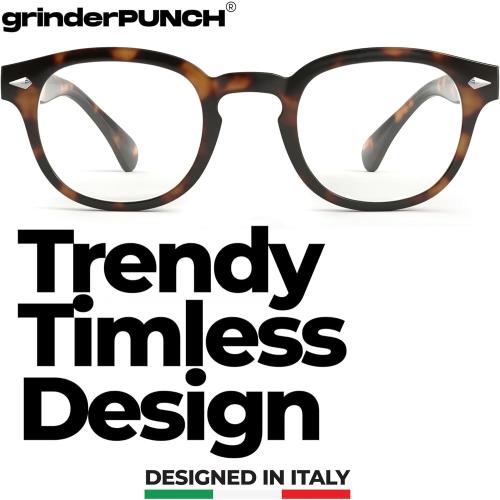 Brown and Black grinderPUNCH Classic Reading Glasses for Women and Men Stylish Lightweight Readers Round Readers for Women and Men