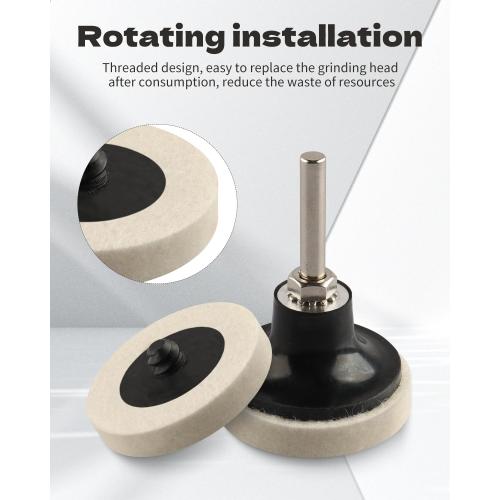 Rocaris 30 Pcs 2 Inch Compressed Wool Fabric Disc Polishing Buffing Pads Wheels Disc Pad Holder with 1/4 Shank Perfect for Cleaning Polishing Sanding Projects