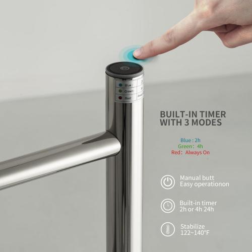 Freestanding Towel Warmer | 6 Bars, Plug-in Option, 3 Working Modes, Top-Mounted Timer, Mirror Polished Stainless Steel, 24 W x 34 H