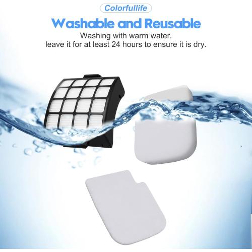 Colorfullife AZ3002 Filters Replacement for Shark Stratos AZ3002 AZ3000 AZ3000W DuoClean PowerFins Stratos Upright Vacuum Cleaner, 2 HEPA and 4 Foam & Felt Filters