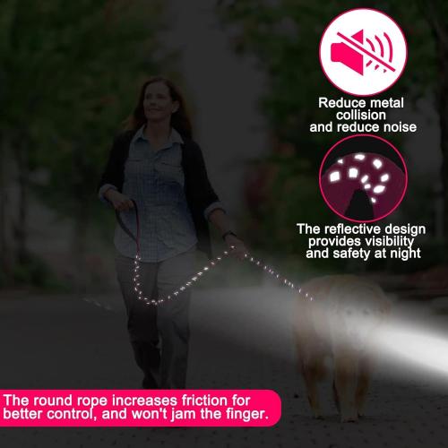 HOMIMP Chew Proof Dog Leash for Medium Large Dogs, Reflective 6 FT Heavy Duty Metal Chain Dog Leashes with Soft Padded Handle, Anti Bite Durable Rope Leashes for Pitbull, Non Chewable