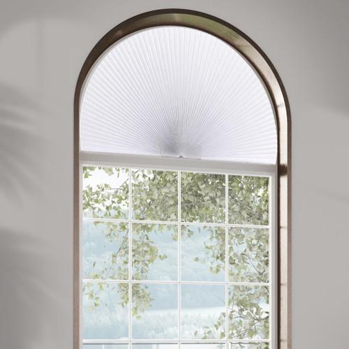 2 Packs Arch Window Shades Blackout Half Circle Cellular Shades, Pleated Blinds Half Moon Window Shades for Semi Circle Windows, Easy Cut and Install, (Radius: 36, White)