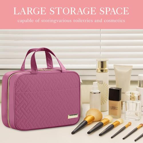 Pink HOTOR Travel Toiletry Bag w/Hanging Hook - Spacious Toiletry Bag Essentials for Women & Men, Makeup Bag/Big Comparment, Waterproof for Travel Accessories, Rosewood-Pink