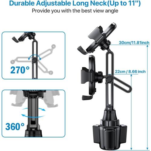 Miracase [2025 Latest Upgraded] Universal Cup Phone Holder for Car, [Rotatable & Adjustable] Long Neck Car Cup Holder Phone Mount Compatible with iPhone, Samsung, Google & More Smartphones