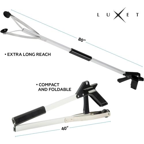 Size 80 Luxet Reacher Grabber Tool X-Long 80 Aluminum Suction Cup Jaw, Foldable Lightweight Reacher Grabber Pickup Tool, Gripper Grabbers for Elderly Grab it Reaching Tool Trash Picker Grabber (Black)