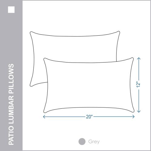 Indoor Outdoor Lumbar Pillows,Waterproof Outdoor Pillows Set of 2 for Patio Furniture,11.8x19.7 Inch,Grey