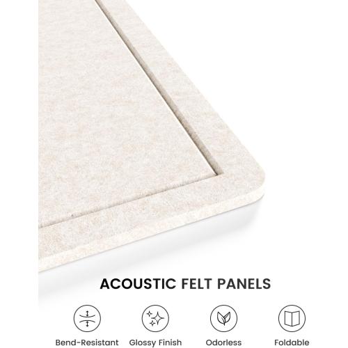 Fluxynara Bulletin Board,35.4 x 23.6 Cork Board Alternative with 12 Safe Removable Adhesive Tabs, Foldable Felt Pin Board for Home Office, Classroom, Bedroom,Entryway for Walls—Oatmeal